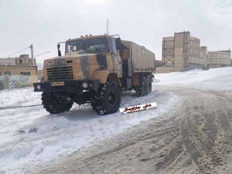 حضور خودروهای ویژه ارتش،پادگان امام رضای مراغه جهت کمک رسانی به مردم